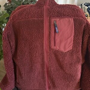 Patagonia Red/Burgundy Sherpa-Lined Fleece Jacket